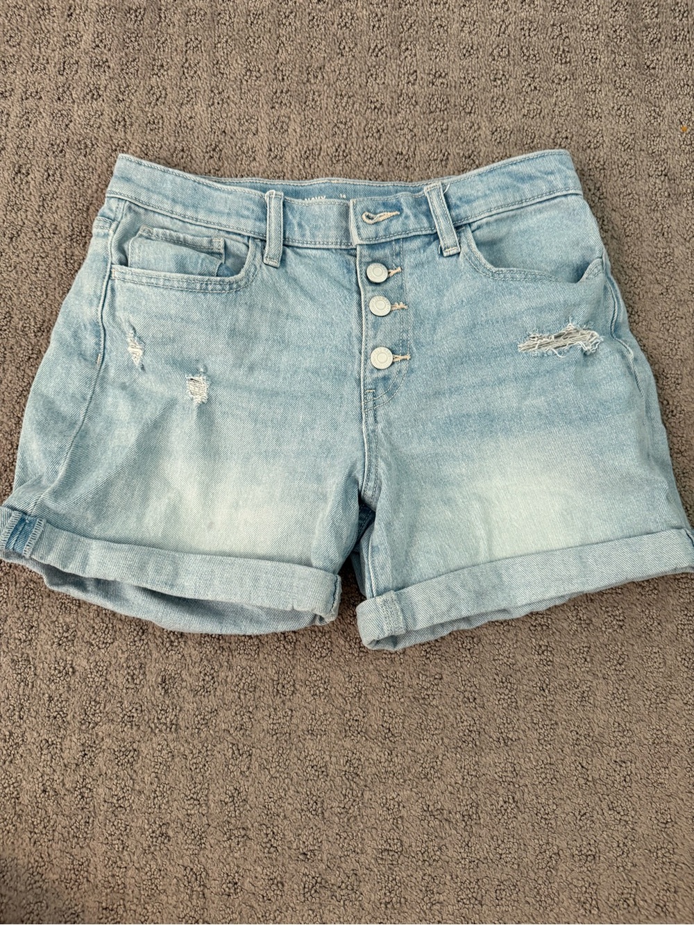 Old Navy Light Blue Denim Roll-Cuff Kids Shorts